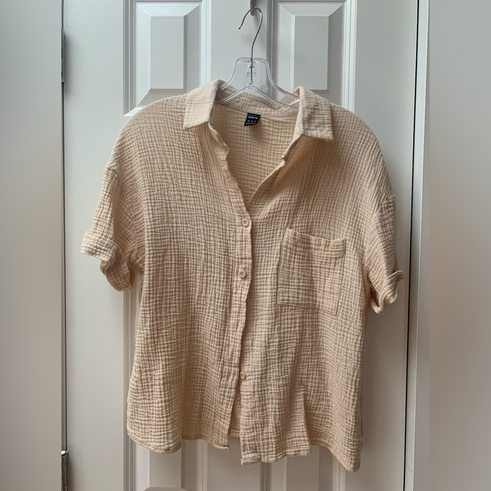 Over sized gauze short sleeves top